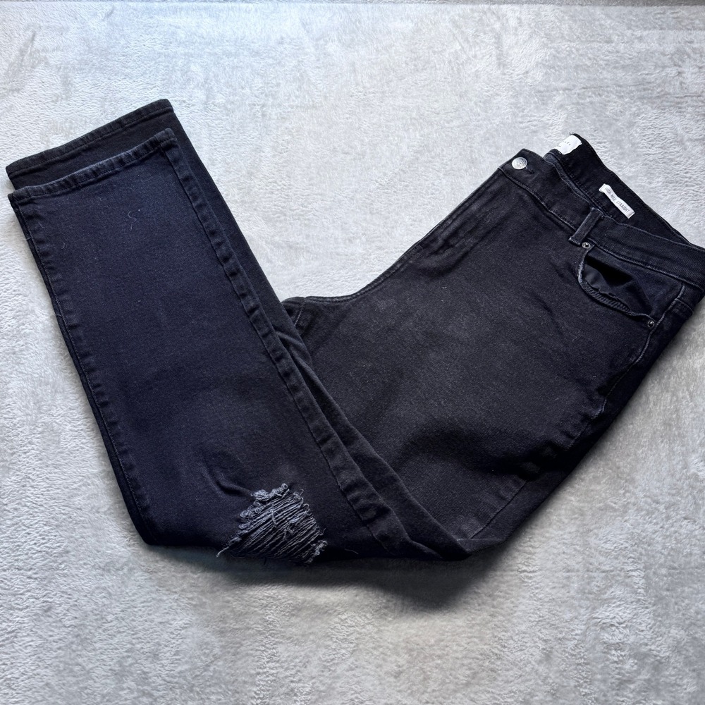 True Craft Womens Black‎ High Rise Straight Edgy Distressed Plus Jeans Size 18W